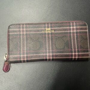 Coach Plaid Wallet - Brown and Pink